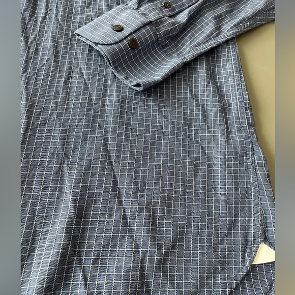 [XXL]Banana Republic Blue Check TAILORED SLIM COTTON-CASHMERE DRESS SHIRT - Picture 3 of 8
